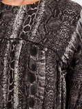 WOMEN'S LONG SLEEVE TIERED TUNIC ANIMAL PRINT BLOUSE
