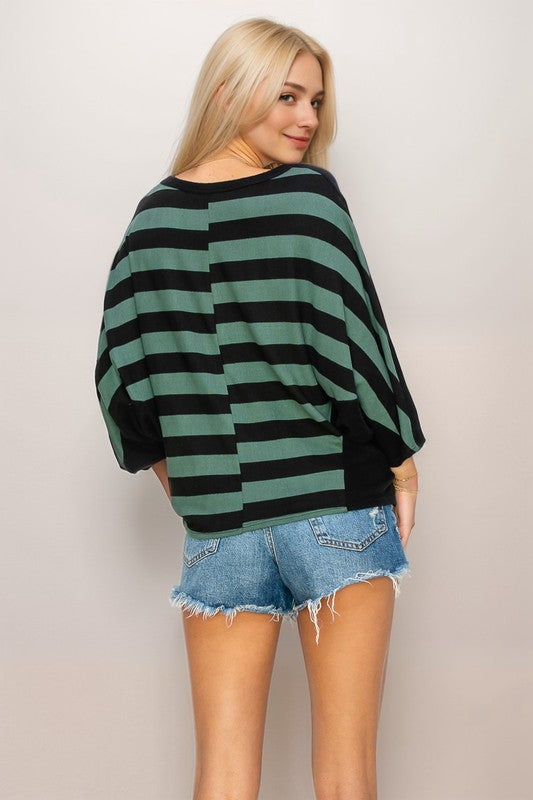 Stripe Print Dolman Top