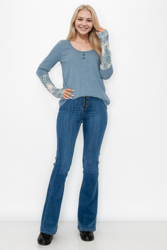 Sleeve Accent Thumbhole Top